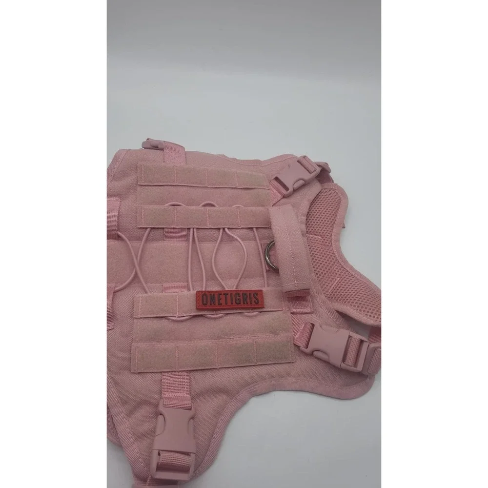 OneTigris Tactical Dog Harness Vest Pink Medium No-Pull Service Dog Training